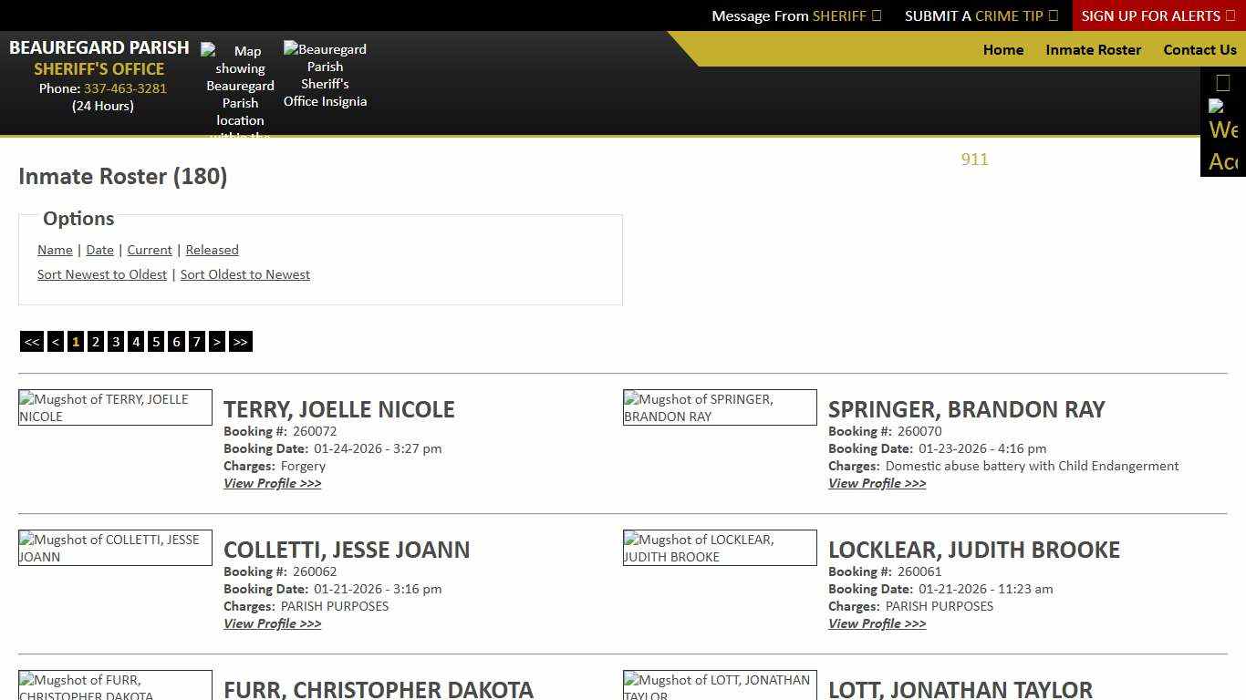 Inmate Roster - Current Inmates Booking Date Descending - Beauregard Parish Sheriff's Office